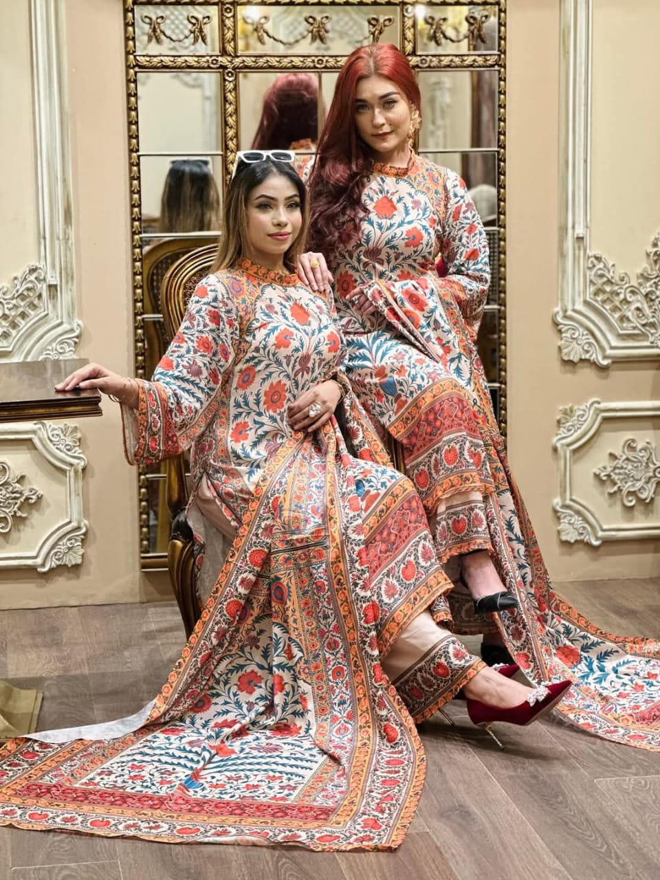 Digital Print Three - Piece Set - Dubai Silk & Butter Silk
